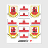 Symbolen/wapenschild van Gibraltar en vlag Sticker (Vel)