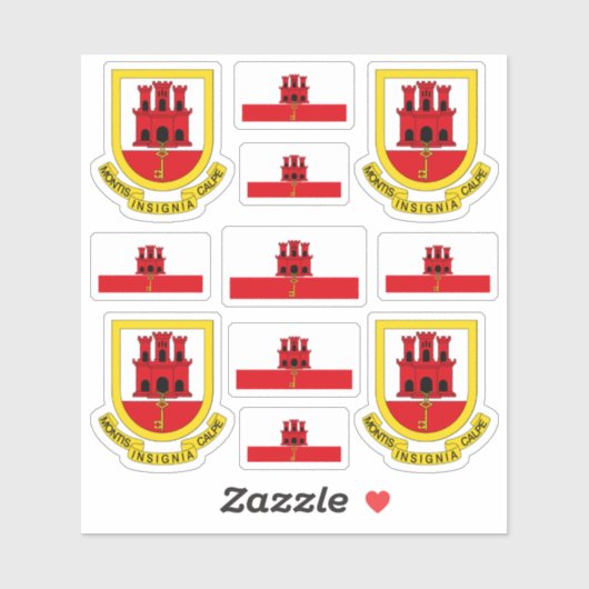 Symbolen/wapenschild van Gibraltar en vlag Sticker (Vel)