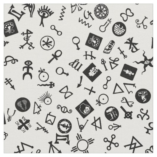 Symbolicon Black op White Stof (Close Up)