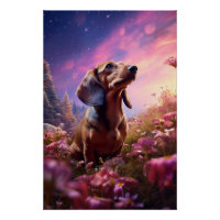 Symboliek Dachshund het verkennen van een weide