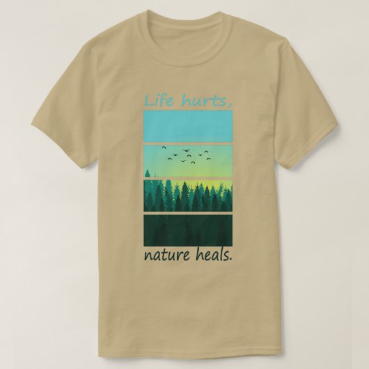 Symbolisch landschap met quote quotLife doet de na T-shirt (Design voorkant)