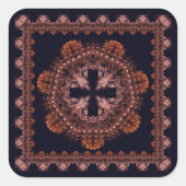 Symbolisch magisch kruis fractaal patroon vierkante sticker (Voorkant)