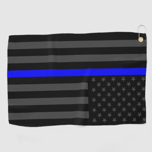 Symbolisch Thin Blue Line Grafisch Amerikaans Deco Golfhanddoek (Horizontaal)