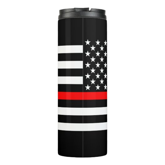 Symbolisch Thin Red Line US Flag grafisch ontwerp  Thermosbeker (Achterkant)