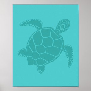 Symbolisch Zee Turtle Blue Poster