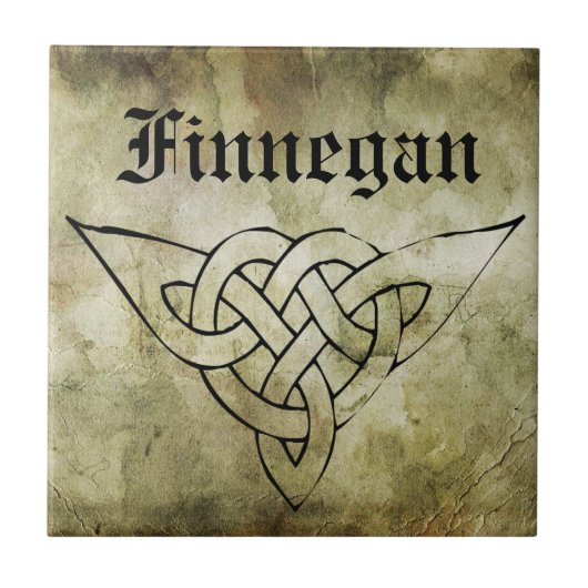 symbolische achternaam linocut voor de keltische i tegeltje (Voorkant)