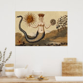 Symbolische alchemie met Sun en Moon Sepia Poster (Keuken)
