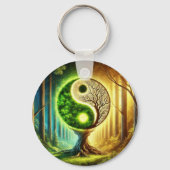 Symbolische Boom Met Yin Yang-ontwerp Sleutelhanger (Achterkant)