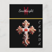 Symbolische fusie: Kruis met rood esdoornblad Briefkaart (Voorkant)