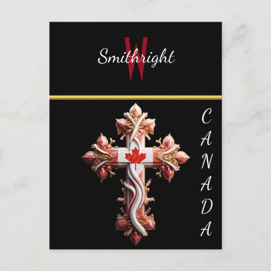 Symbolische fusie: Kruis met rood esdoornblad Briefkaart (Voorkant)