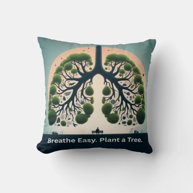 Symbolische Groene Boom Longen Omgevingskunst Kussen (Voorkant)