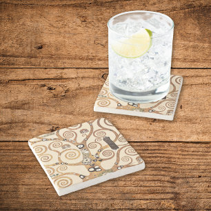 Symbolische levensboom van Gustav Klimt Stenen Onderzetter