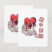 Symbolische liefde skelet hand aanbieden hart informatiekaartje (Voorkant / Achterkant)