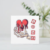 Symbolische liefde skelet hand geeft hart (Staand voorkant)