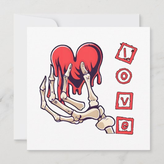 Symbolische liefde skelet hand geeft hart (Voorkant)