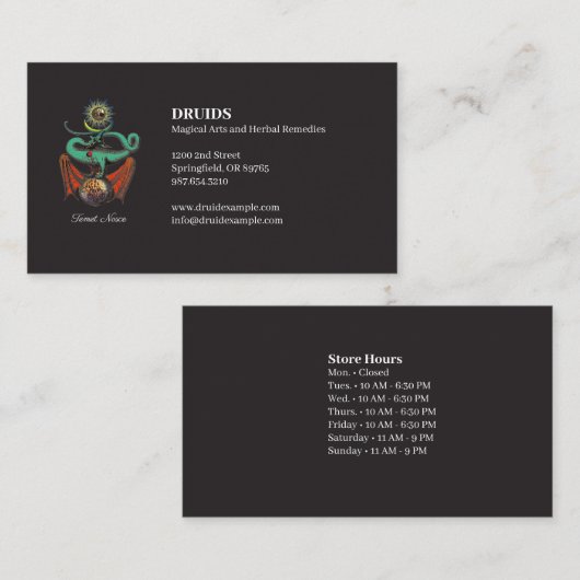 Symbolische middeleeuwse dragon Jet Black Visitekaartje (Voorkant / Achterkant)