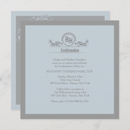 Symbolische monogram religieuze uitnodiging (Voorkant / Achterkant)