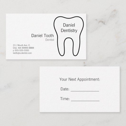 Symbolische tand afsprakenkaartje (Voorkant / Achterkant)