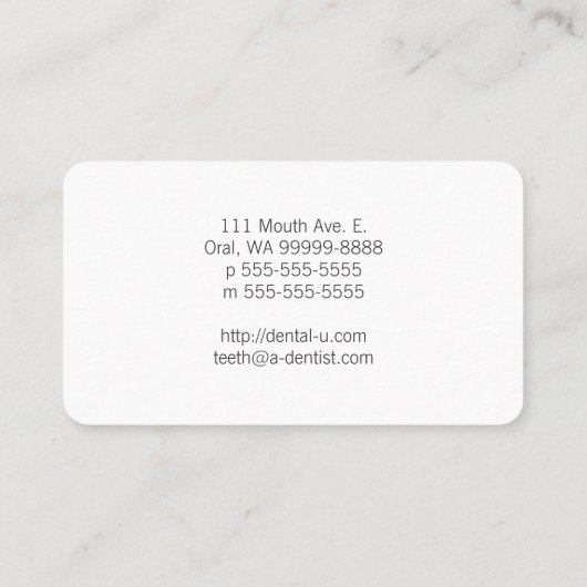 Symbolische tand visitekaartje (Achterkant)