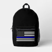 Symbolische Thin Blue Line American Flag afbeeldin Bedrukte Rugzak (Voorkant)