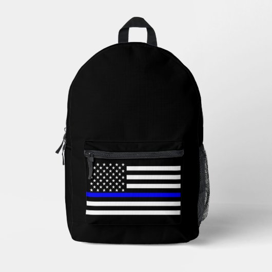 Symbolische Thin Blue Line American Flag afbeeldin Bedrukte Rugzak (Voorkant)
