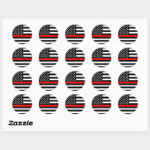 Symbolische Thin Red Line American Flag afbeelding Ronde Sticker (Vel)