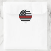 Symbolische Thin Red Line American Flag afbeelding Ronde Sticker (Tas)