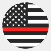 Symbolische Thin Red Line American Flag afbeelding Ronde Sticker (Voorkant)