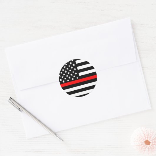 Symbolische Thin Red Line American Flag afbeelding Ronde Sticker (Envelop)
