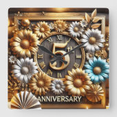 Symboliseren 5e bruiloft Jubileum Vierkante Klok (Voorkant)