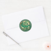 Symbool 2024 Nieuwjaar, groene houten draak Ronde Sticker (Envelop)