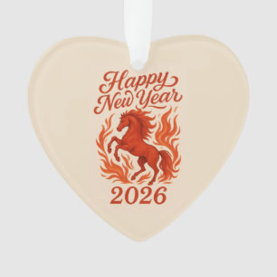 Symbool 2026 Vuur Rode Paard Ornament