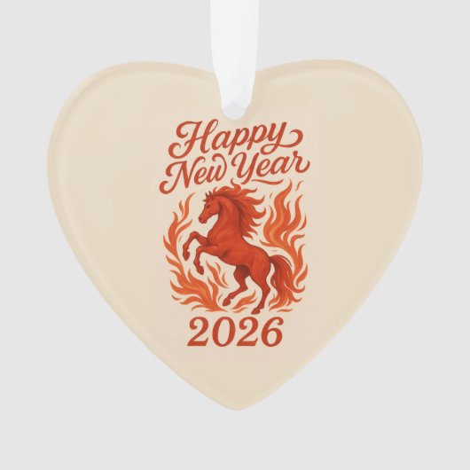 Symbool 2026 Vuur Rode Paard Ornament (voorkant)
