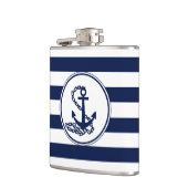 Symbool blauw en witte strepen Sailor stijl Heupfles (Links)