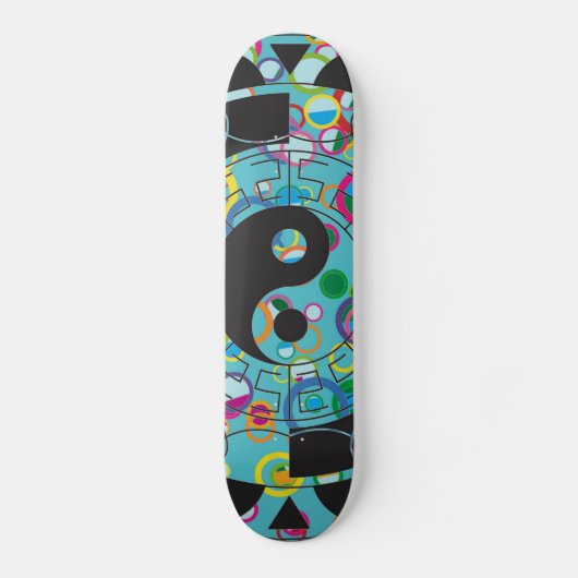 Symbool blauw en zwart Yin Yang Skateboard (Voorkant)