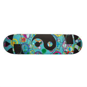 Symbool blauw en zwart Yin Yang Skateboard