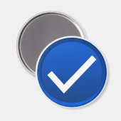 Symbool blauw vinkje magneet (Voorkant / Achterkant)