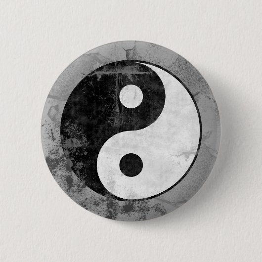 Symbool-Button met verdringing Yin Yang Ronde Button 5,7 Cm (Voorkant)