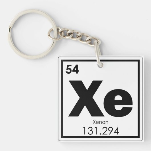 Symbool chemie-formule xenon chemisch element sleutelhanger (Voorkant)