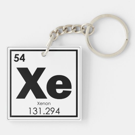 Symbool chemie-formule xenon chemisch element sleutelhanger (Achterkant)