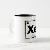Symbool chemie-formule xenon chemisch element tweekleurige koffiemok (Voorkant links)