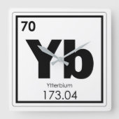 Symbool chemisch element Ytterbium Vierkante Klok (Voorkant)