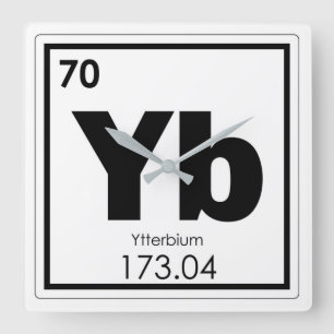 Symbool chemisch element Ytterbium Vierkante Klok