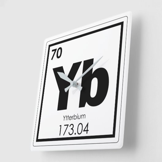 Symbool chemisch element Ytterbium Vierkante Klok (Hoek)