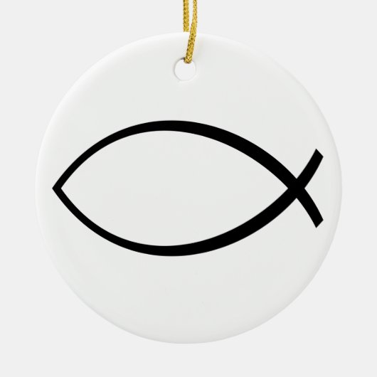 Symbool Christelijke vis (Ichthys) Keramisch Ornament (Voorkant)