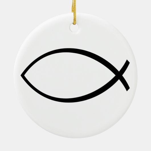 Symbool Christelijke vis (Ichthys) Keramisch Ornament (Achterkant)