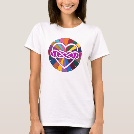 Symbool dubbele finiteit Harde kleurige schijn T-shirt (Voorkant)