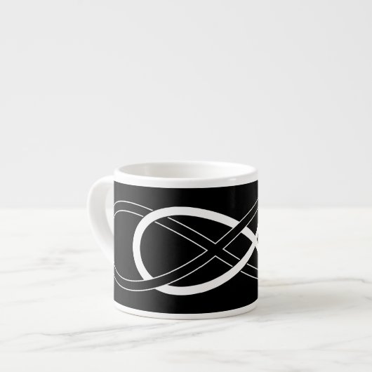 Symbool dubbele infiniteit - zwart en wit espresso kop (Links)