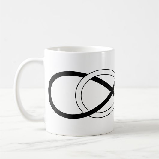 Symbool dubbele infiniteit - zwart en wit koffiemok (Links)