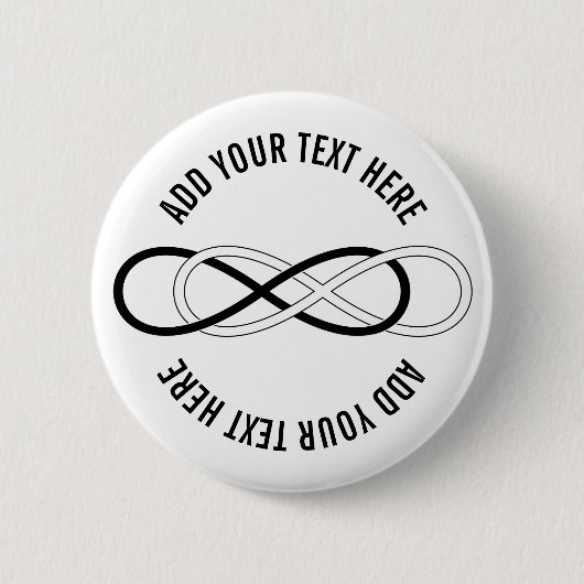 Symbool dubbele infiniteit - zwart en wit ronde button 5,7 cm (Voorkant)